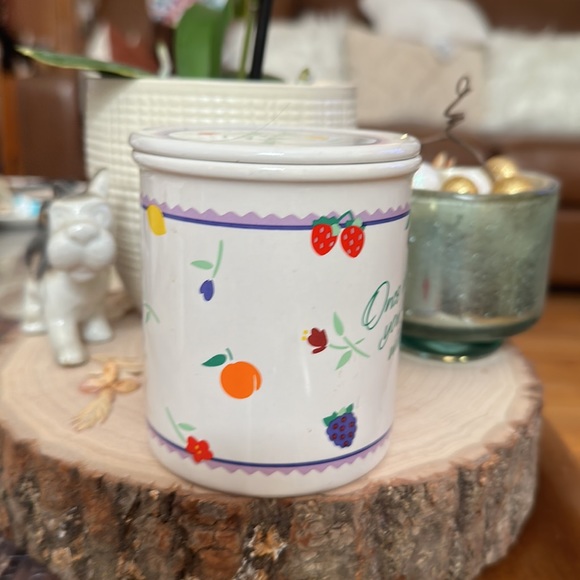 Hallmark Cards VTG Friend Mug with lid/coaster Fruit and  Flower pattern - Picture 4 of 7